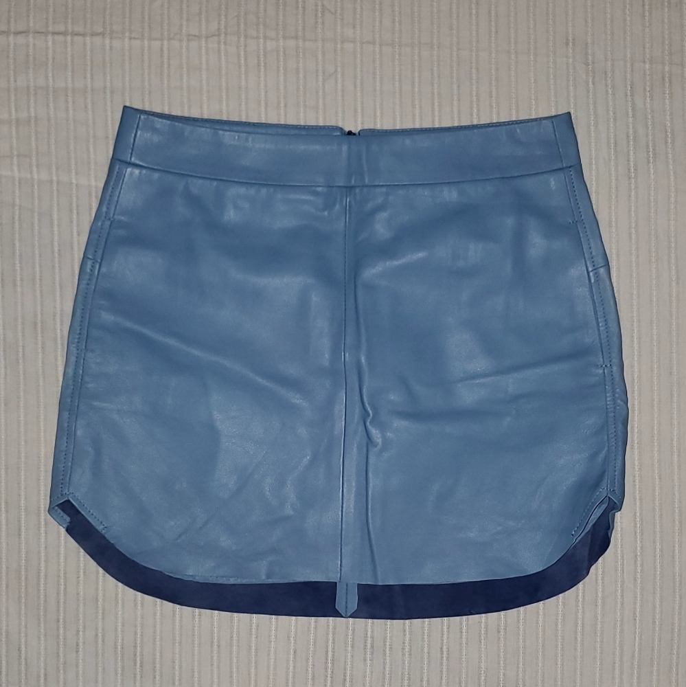 Leather Mini Skirt Baby Blue